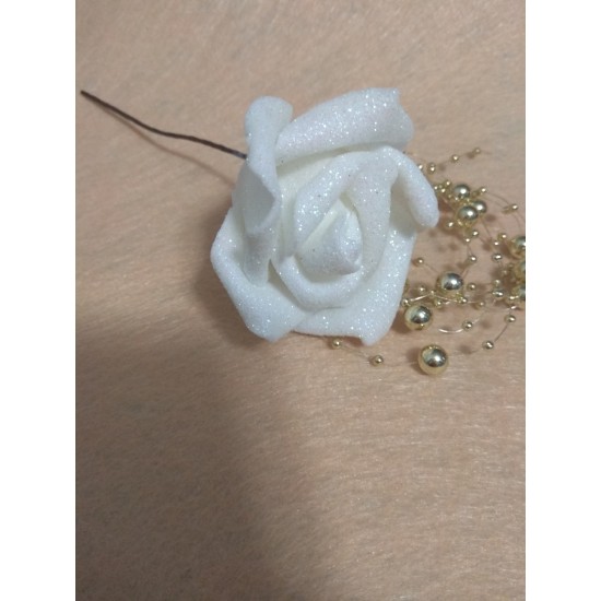 Цветы из фоамирана с глиттером (цв. белый) 6см,  цена за 1 шт